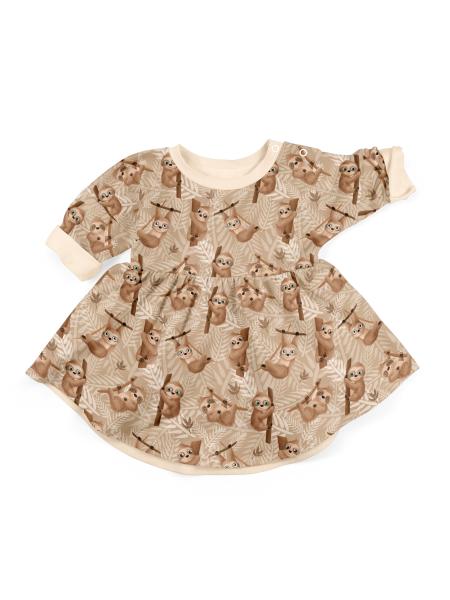 Baumwolljersey Lazy Jungle Faultier Camel by Mrs. Mint Design von Swafing
